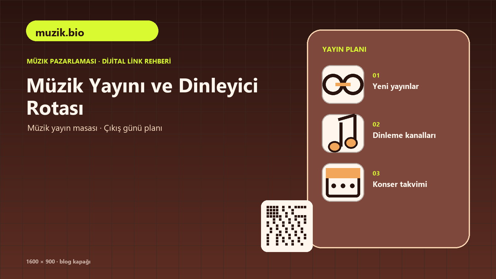 Dinleme bağlantıları ile konser takviminin aynı profilde sunulmasını anlatan müzik pazarlaması rehberi kapağı