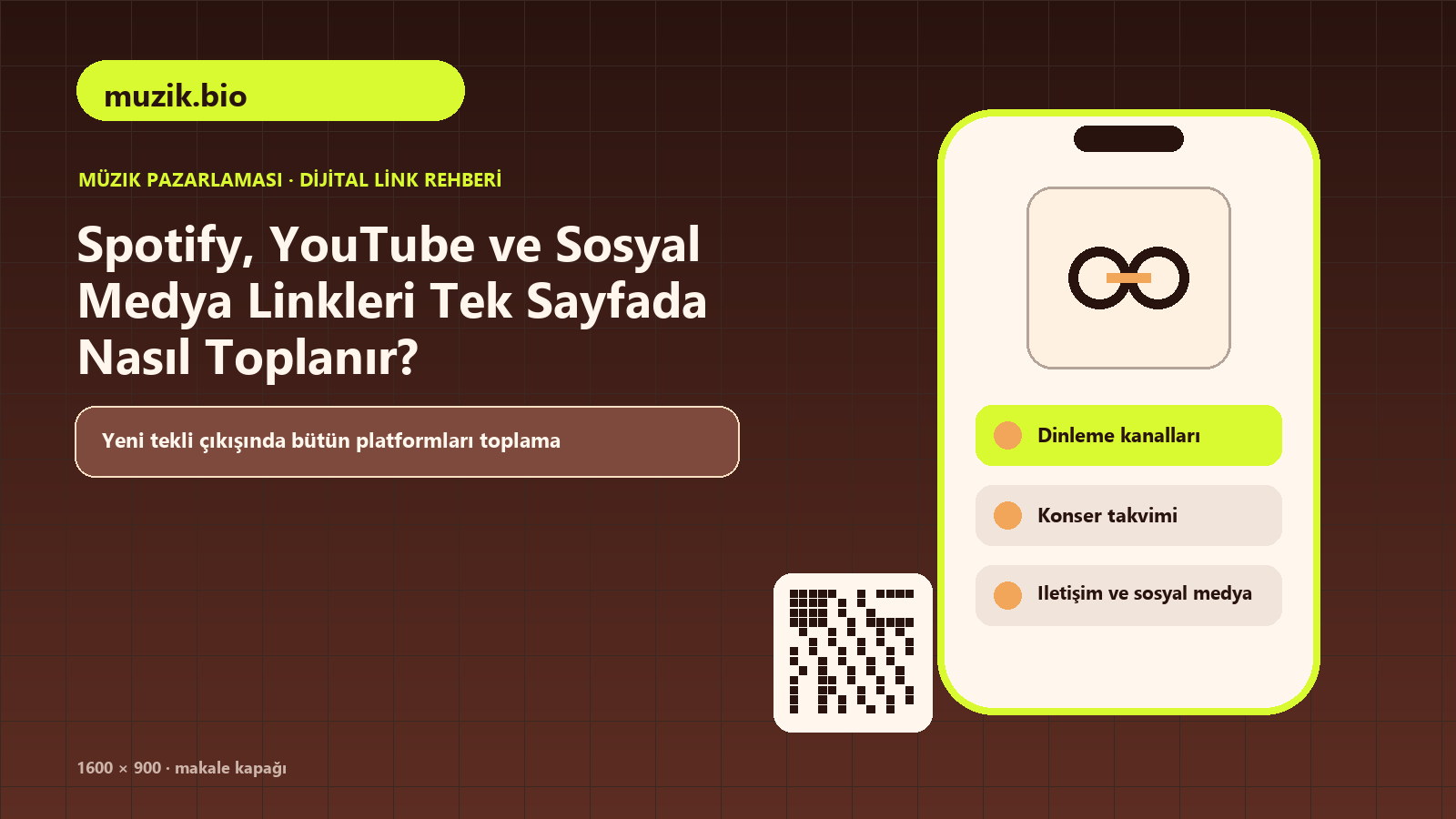 Spotify, YouTube ve Sosyal Medya Linkleri Tek Sayfada Nasıl Toplanır konulu muzik.bio rehber kapağı